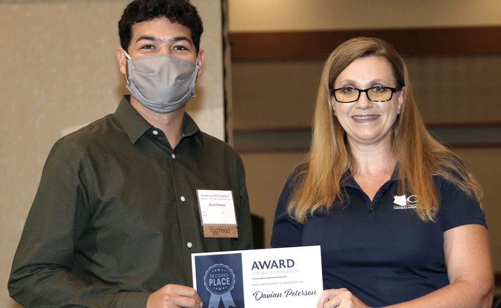 Davian Peterson Getting Award for Water Research